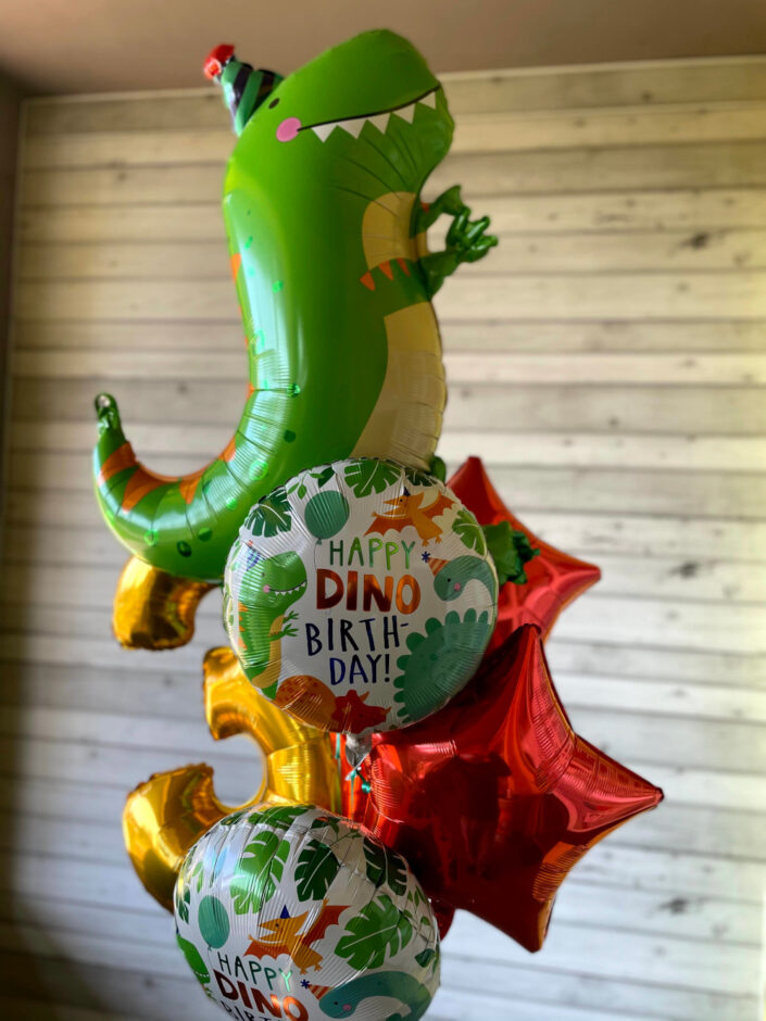 Bukiet balonowy - Happy Dino Birthday. Balony z helem, Kraków.